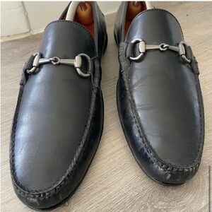 Peter Millar Black Leather Slip-On Loafers